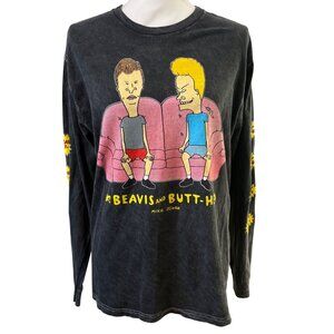 MTV Beavis & Butt-Head Unisex Long Sleeve Graphic T-Shirt Size M/L